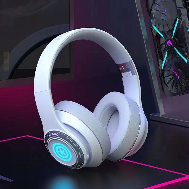 Marvel Iron Man Captain America Gaming Headphones, Bluetooth 5.3 Over-Ear Headset with RGB Light