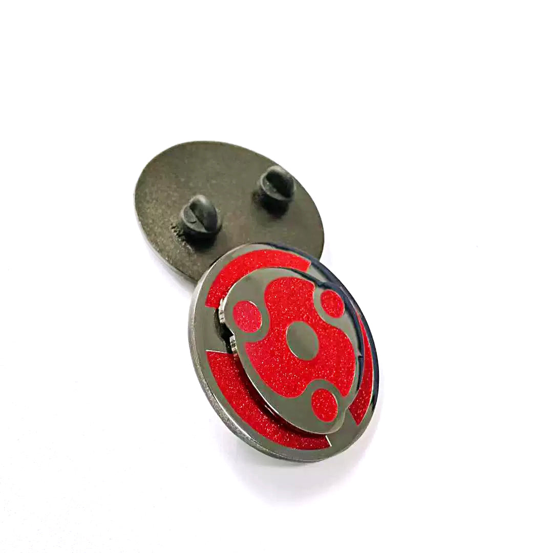 Naruto Uchiha Madara Spinning Mangekyo Sharingan Enamel Pin, Rotatable Anime Brooch