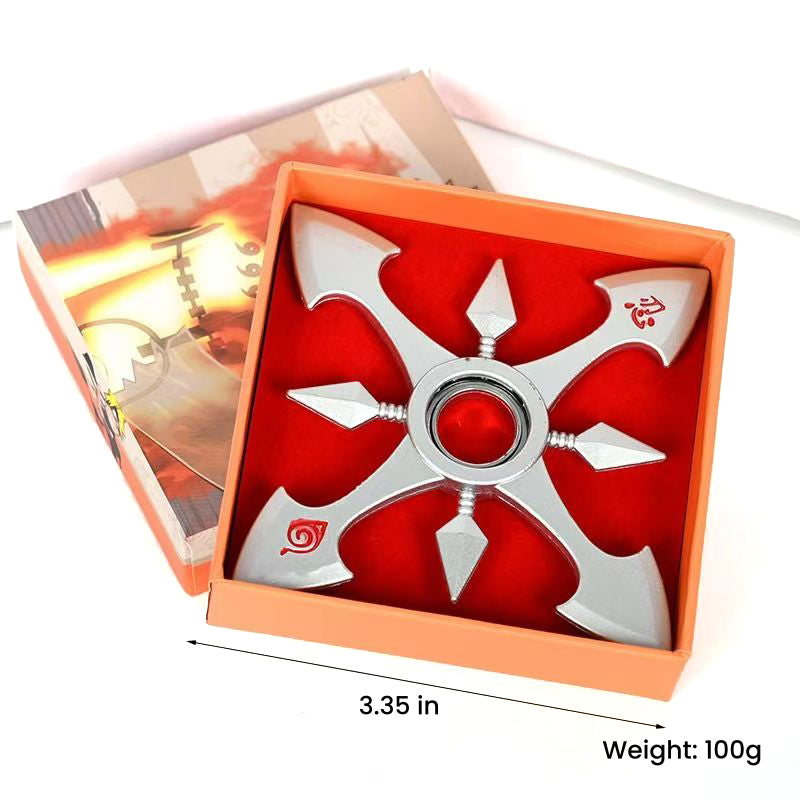 Naruto Uzumaki Konoha Symbol Shuriken Fidget Spinner, Stress Relief Metal Toy