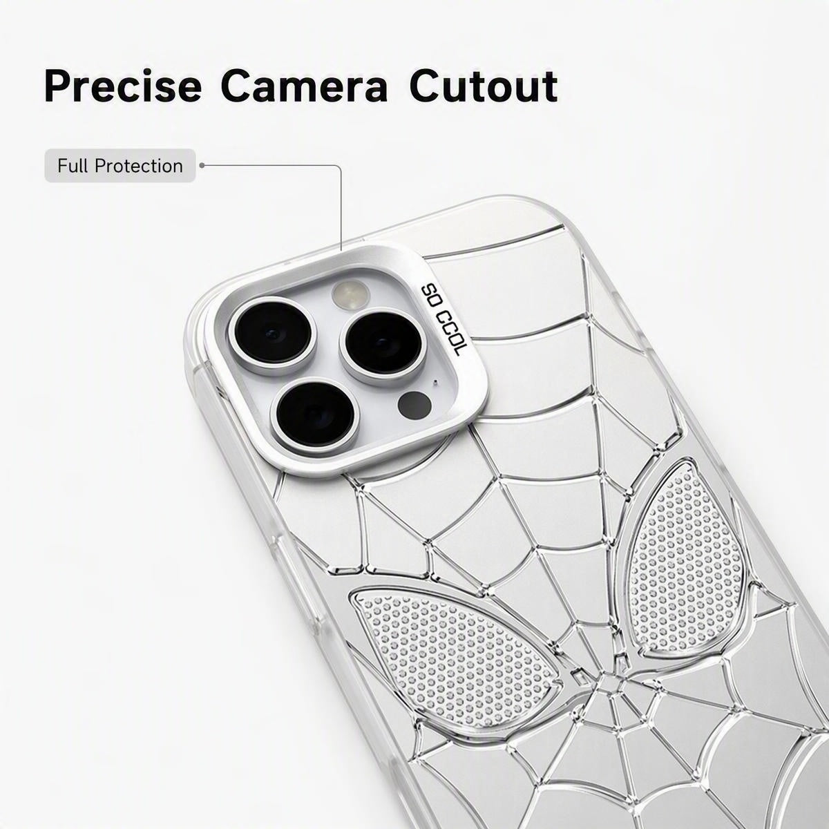 Marvel Spider-Man 3D Electroplated Spider Web Phone Case, Anti-Fingerprint Mirror Finish Protective Cover Precise Camera Cutout Shockproof Cell Phone Case for iPhone