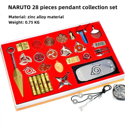 Naruto Naruto Uzumaki Sasuke Uchiha Anime Jewelry Gift Set, Ninja Kunai Headband Sharingan Pendant Collection Box