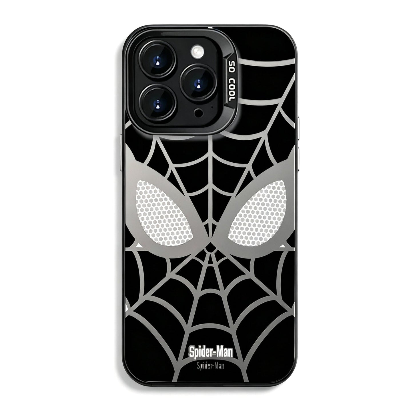 Marvel Spider-Man Mask Web Pattern Phone Case 2 Colors Glossy Anti-Fingerprint Camera Protective Slim Shockproof Comfort Grip Protective Cover For iPhone Series