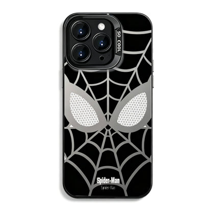 Marvel Spider-Man Mask Web Pattern Phone Case 2 Colors Glossy Anti-Fingerprint Camera Protective Slim Shockproof Comfort Grip Protective Cover For iPhone Series
