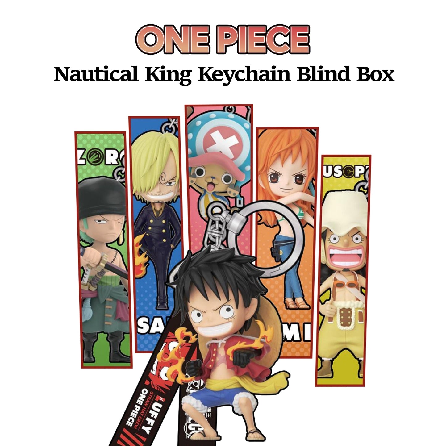 One Piece Monkey D. Luffy Roronoa Zoro Nami Sanji Usopp Chopper Blind Box Keychain, PVC Figure Key Ring Bag Pendant, Anime Collectible Mystery Box for Anime Fans