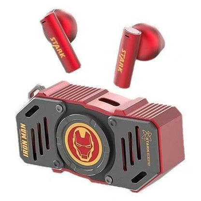 Marvel Avengers Iron Man Wireless Bluetooth Earbuds, Fidget Spinner Charging Case with Lanyard, Bluetooth 5.3 HIFI Stereo TWS Earphones Full Multi‑Color Styles Collection