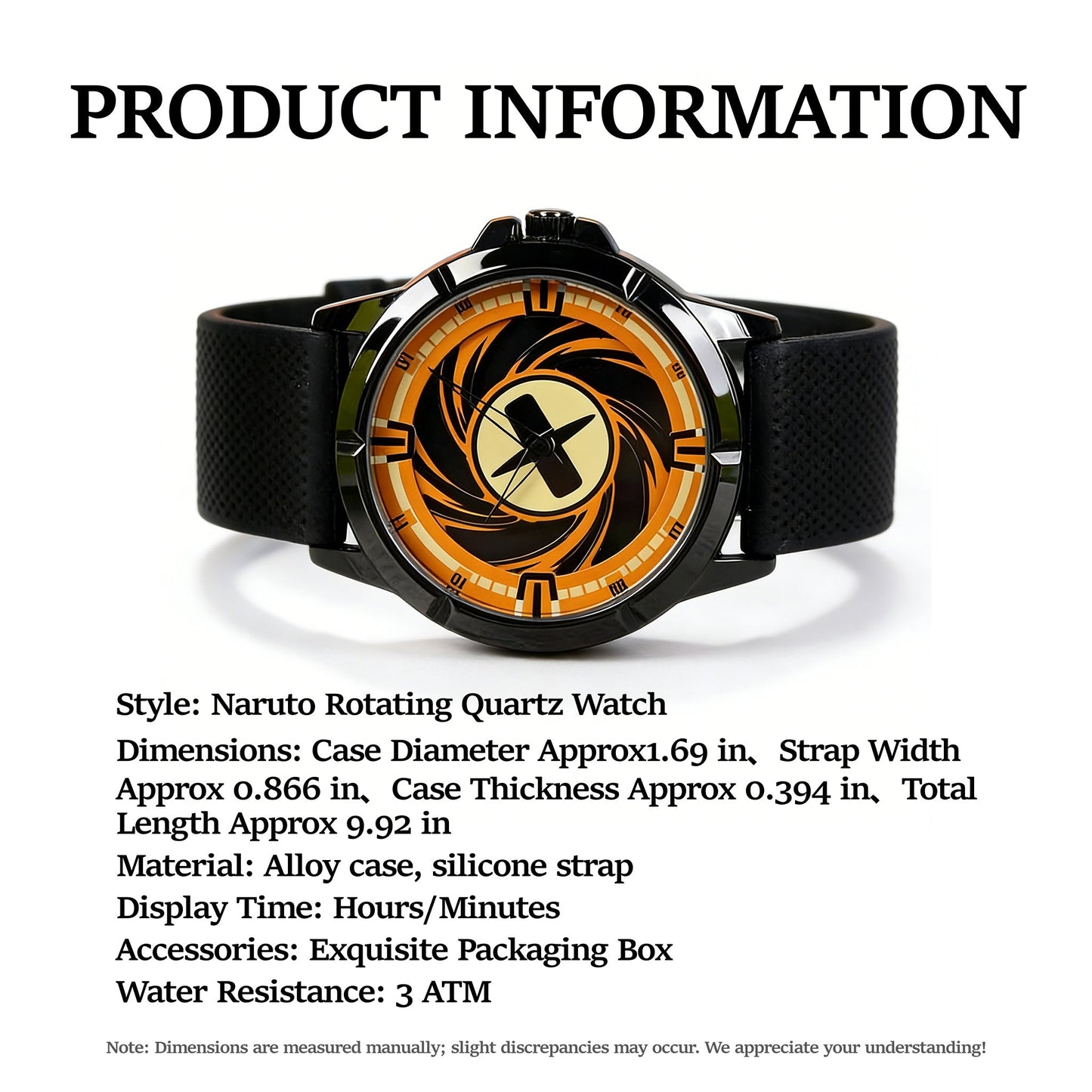 Naruto Itachi Rotating Quartz Watch, Six Paths Sage Mode Sharingan Anime Wrist Watch