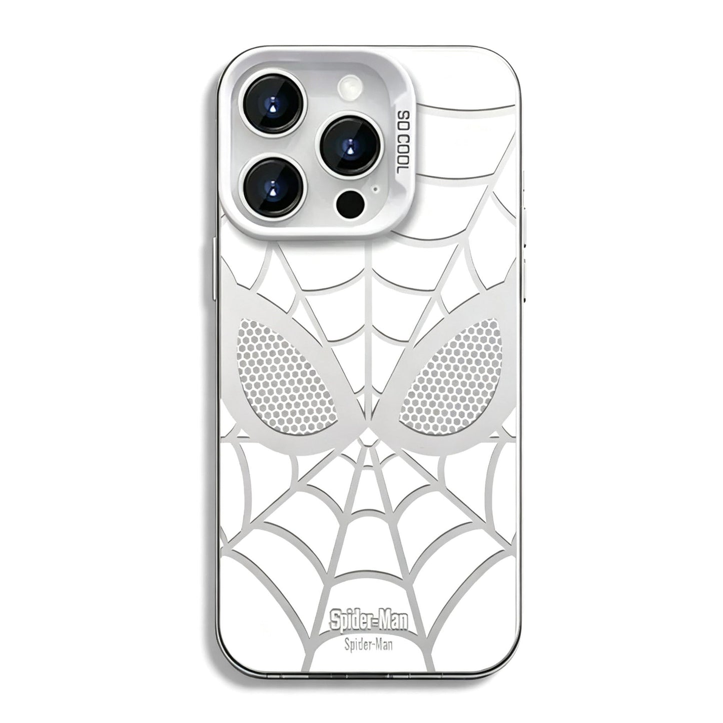 Marvel Spider-Man Mask Web Pattern Phone Case 2 Colors Glossy Anti-Fingerprint Camera Protective Slim Shockproof Comfort Grip Protective Cover For iPhone Series