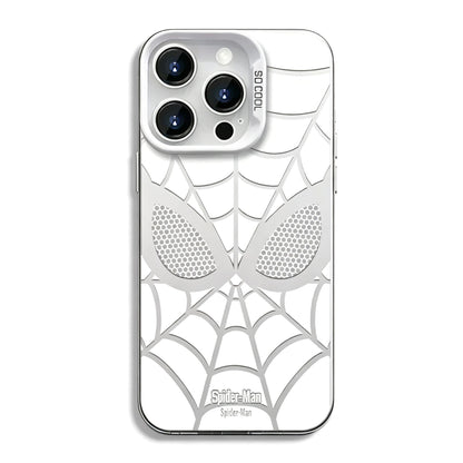 Marvel Spider-Man Mask Web Pattern Phone Case 2 Colors Glossy Anti-Fingerprint Camera Protective Slim Shockproof Comfort Grip Protective Cover For iPhone Series