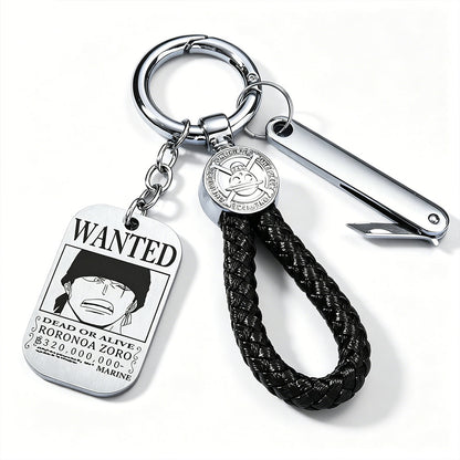 ONE PIECE Luffy Wanted Keychain with Mini Knife | Anime Bounty Tag Gift Set