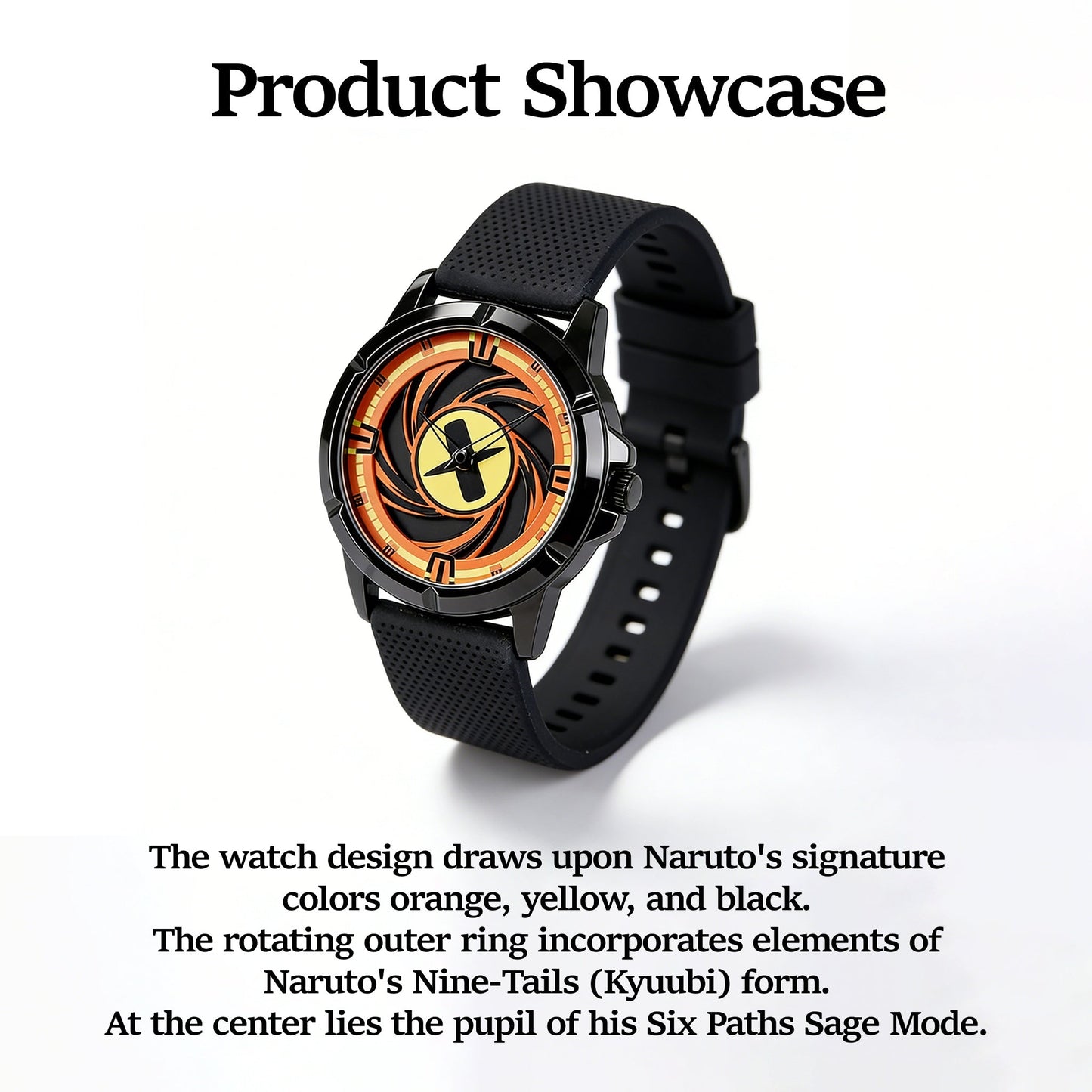 Naruto Itachi Rotating Quartz Watch, Six Paths Sage Mode Sharingan Anime Wrist Watch
