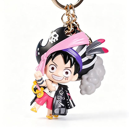 One Piece Film Red Monkey D. Luffy Roronoa Zoro Blind Box Keychain, Q‑Version Anime Figure Pendant Bag Charm, Collectible Key Ring for Anime Fans