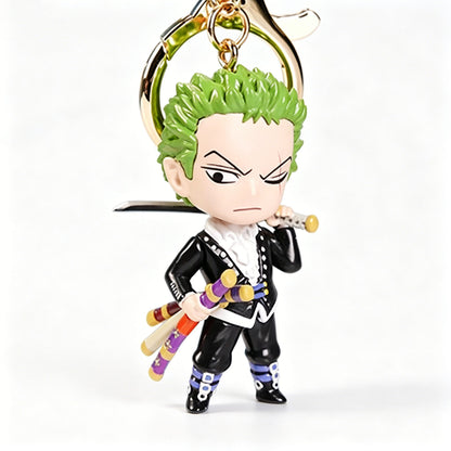 One Piece Film Red Monkey D. Luffy Roronoa Zoro Blind Box Keychain, Q‑Version Anime Figure Pendant Bag Charm, Collectible Key Ring for Anime Fans