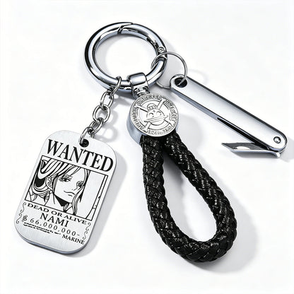 ONE PIECE Luffy Wanted Keychain with Mini Knife | Anime Bounty Tag Gift Set