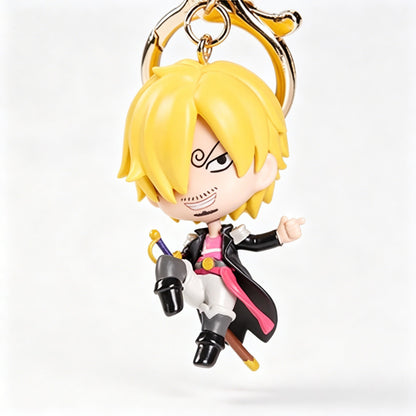 One Piece Film Red Monkey D. Luffy Roronoa Zoro Blind Box Keychain, Q‑Version Anime Figure Pendant Bag Charm, Collectible Key Ring for Anime Fans
