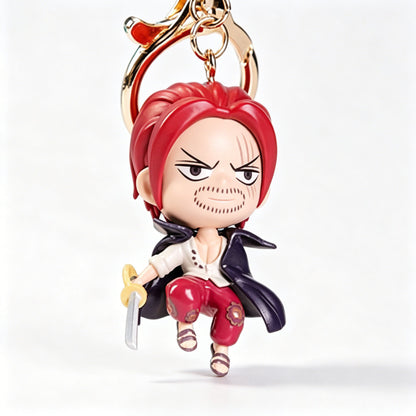 One Piece Film Red Monkey D. Luffy Roronoa Zoro Blind Box Keychain, Q‑Version Anime Figure Pendant Bag Charm, Collectible Key Ring for Anime Fans