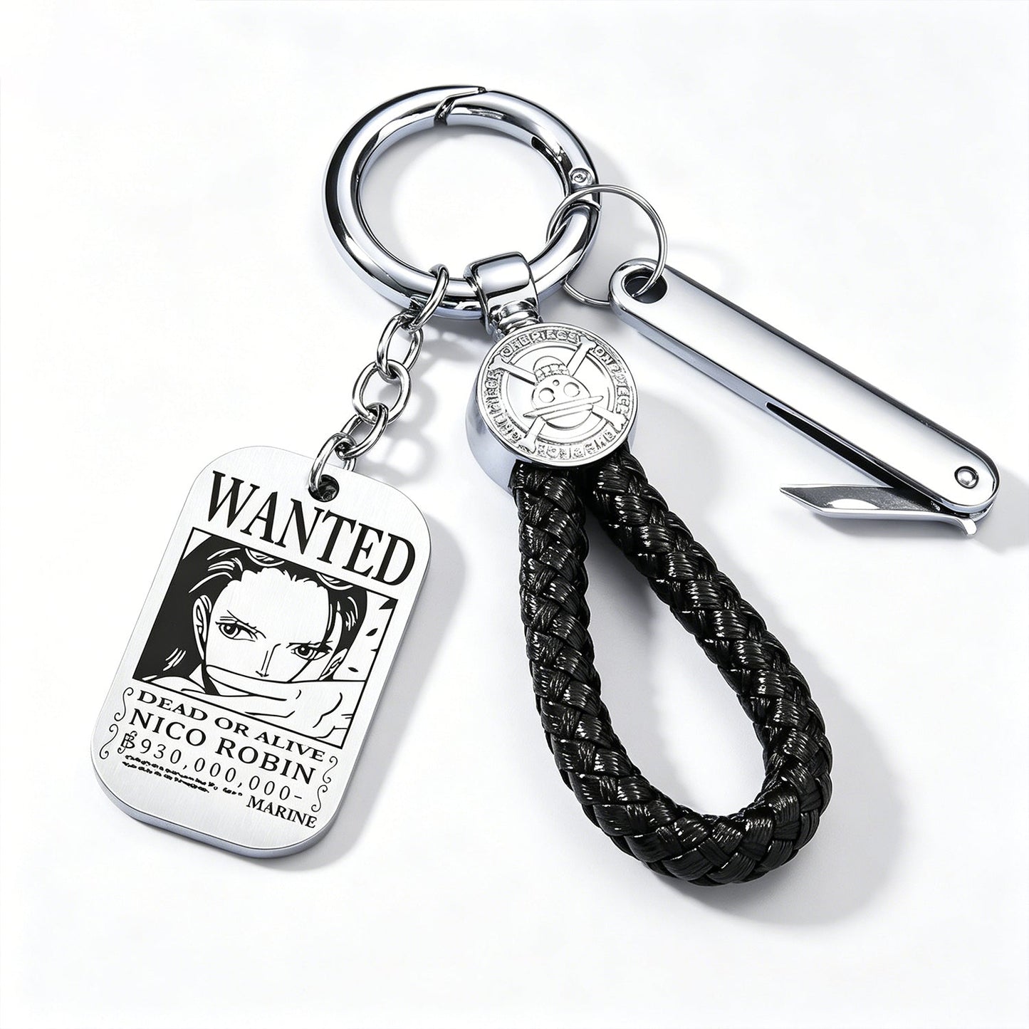 ONE PIECE Luffy Wanted Keychain with Mini Knife | Anime Bounty Tag Gift Set