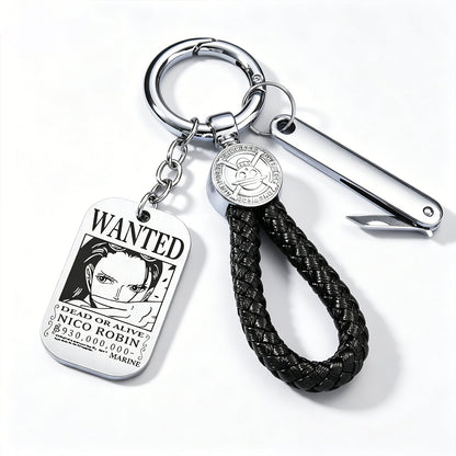 ONE PIECE Luffy Wanted Keychain with Mini Knife | Anime Bounty Tag Gift Set