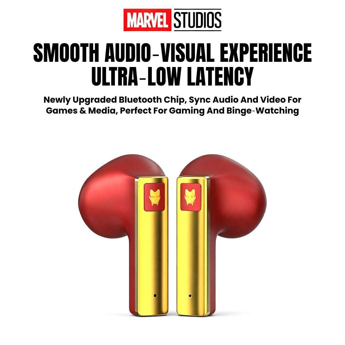 Marvel Studios Iron Man Captain America Black Panther TWS True Wireless Bluetooth 5.3 Earbuds Zinc Alloy Charging Case Ultra Low Latency Gaming Headphones 24H Playtime 13mm Driver In Ear Earphones