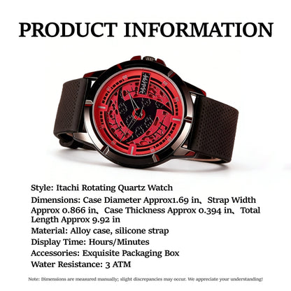 Naruto Itachi Rotating Quartz Watch, Six Paths Sage Mode Sharingan Anime Wrist Watch