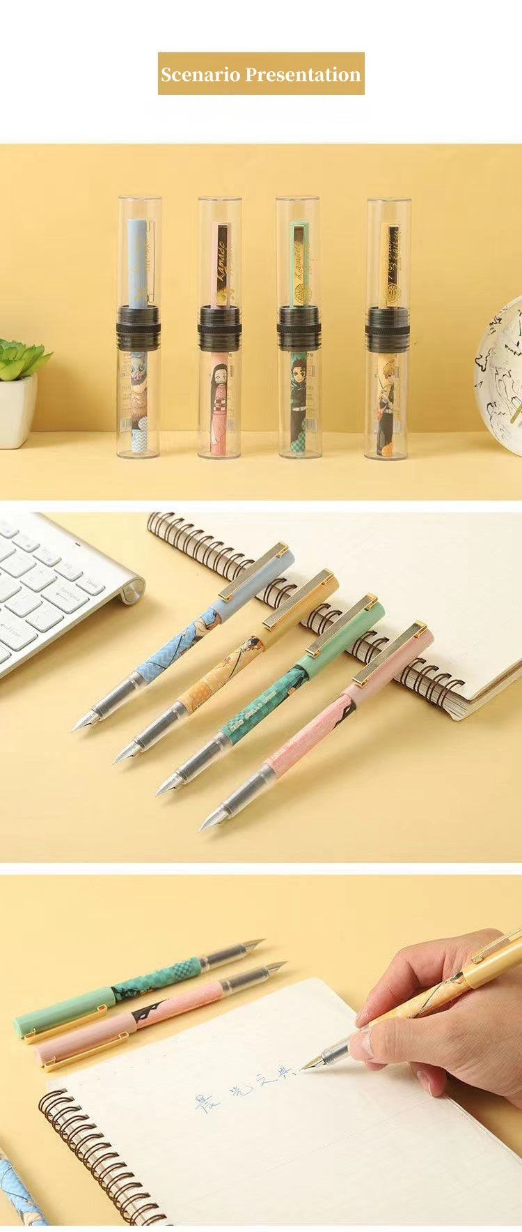 Demon Slayer Anime Gel Pen Set - Zenitsu Inosuke Nezuko Writing Pens