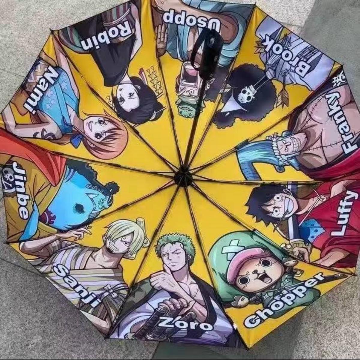 One Piece Luffy Zoro Automatic Folding Umbrella, Anime UV Protection Umbrella