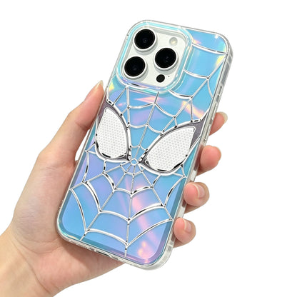 Marvel Spider-Man Holographic Iridescent Spider Web Phone Case, TPU+PC Shockproof Slim Cover Color Shift Blue Purple Gradient Design Precise Camera Cutout Protective Shell