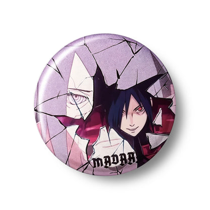 Naruto Uzumaki Sasuke Uchiha Cracked Anime Button Pins, 58mm Character Metal Brooch Badges for Backpack Clothing