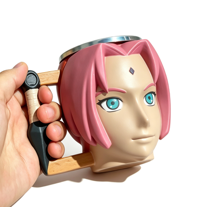 Naruto Shippuden Character 3D Sculpted Mug, Stainless Steel Lined Anime Coffee Cup, Collectible Anime Drinkware for Fan