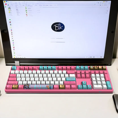 One Piece Chopper Luffy Mechanical Keyboard, 108‑Key PBT Anime Pink Gaming Keyboard with Custom Keycaps