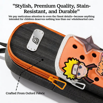 Naruto Anime Pencil Case with DIY Crocs Charms - Large Capacity Stationery Bag