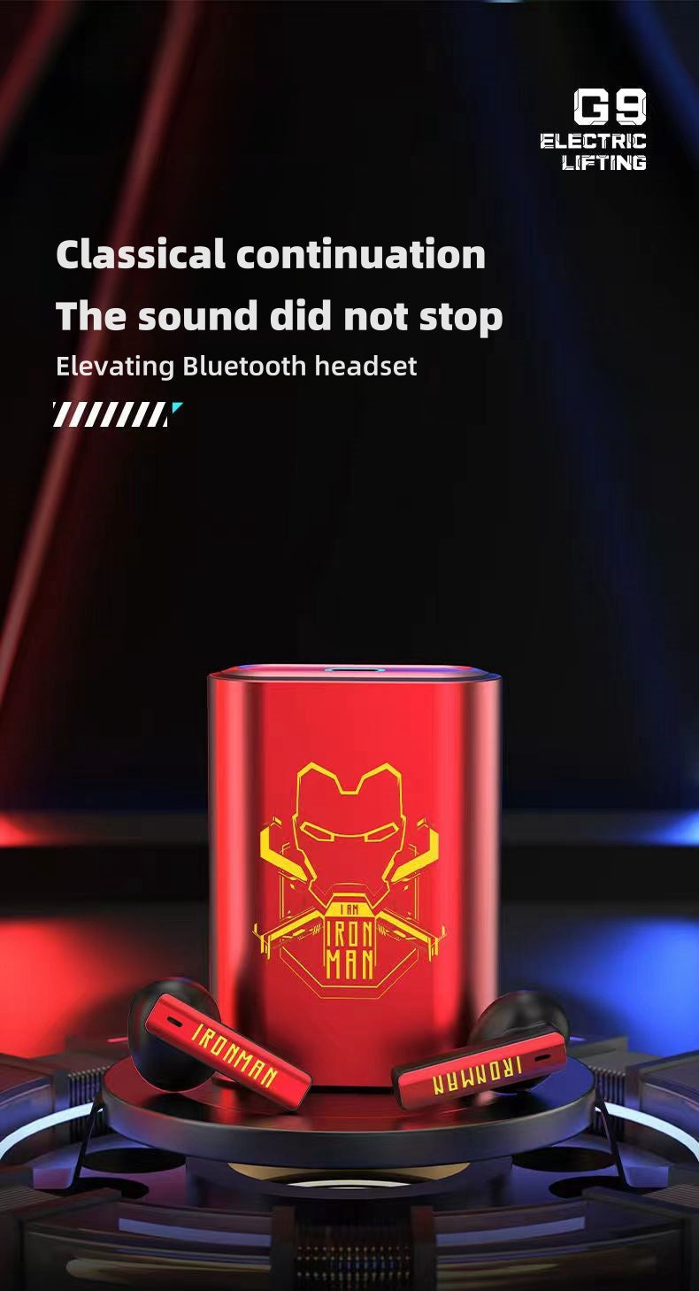 Marvel Iron Man Captain America Wireless Earbuds, Avengers Mechanical Elevator Bluetooth 5.3 Gaming Headphones