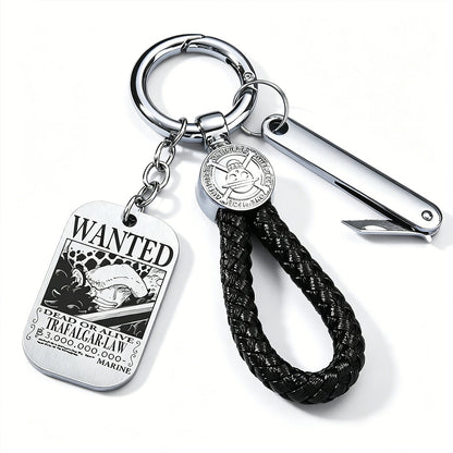 ONE PIECE Luffy Wanted Keychain with Mini Knife | Anime Bounty Tag Gift Set