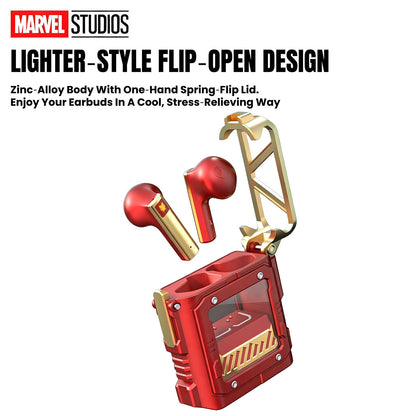 Marvel Studios Iron Man Captain America Black Panther TWS True Wireless Bluetooth 5.3 Earbuds Zinc Alloy Charging Case Ultra Low Latency Gaming Headphones 24H Playtime 13mm Driver In Ear Earphones