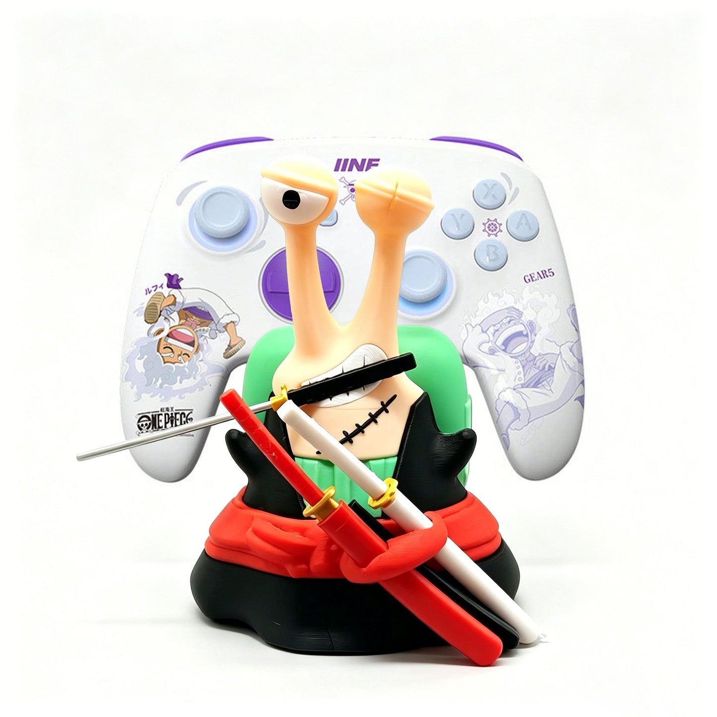 One Piece Monkey D Luffy Zoro Switch Controller Stand Set, Den Den Mushi Gamepad Holder & Wireless Pro Controller