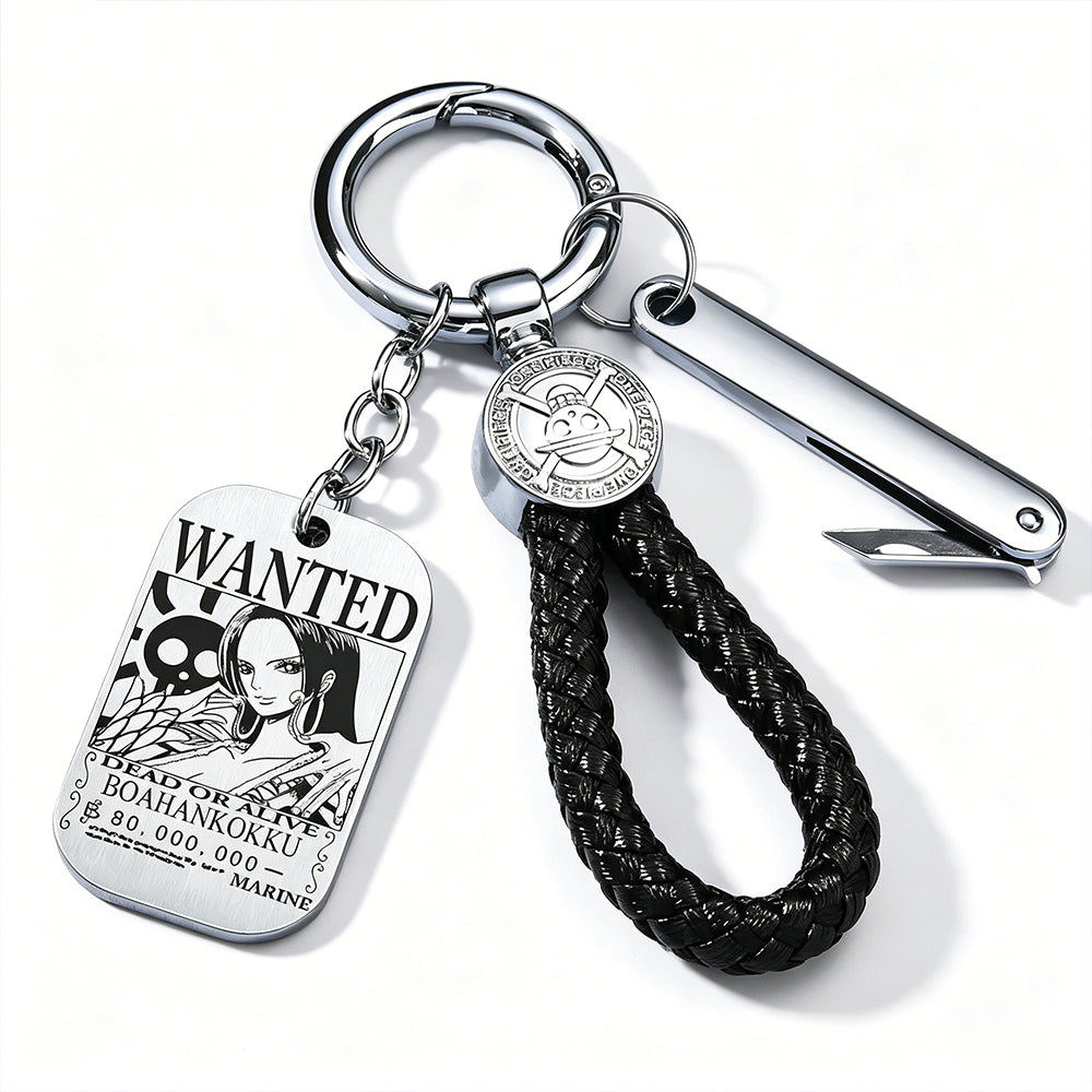 ONE PIECE Luffy Wanted Keychain with Mini Knife | Anime Bounty Tag Gift Set