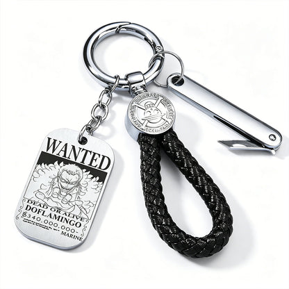 ONE PIECE Luffy Wanted Keychain with Mini Knife | Anime Bounty Tag Gift Set