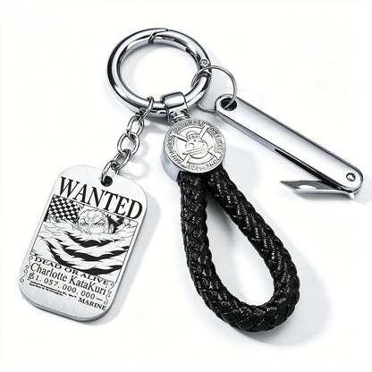 ONE PIECE Luffy Wanted Keychain with Mini Knife | Anime Bounty Tag Gift Set
