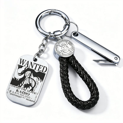ONE PIECE Luffy Wanted Keychain with Mini Knife | Anime Bounty Tag Gift Set