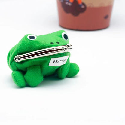 Naruto Frog Coin Purse, Anime Green Frog Plush Kiss‑Lock Mini Wallet