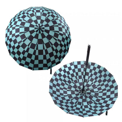 Demon Slayer Tanjiro Zenitsu Shinobu Katana Sword Handle Umbrella, Anime Pattern Windproof Straight Rain Sun Umbrella