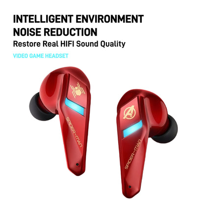 Marvel Avengers Iron Man Captain America Spider-Man TWS Wireless Gaming Earbuds Low Latency Bluetooth 5.0 Noise Reduction HIFI Stereo In Ear Headphones With LED Light Touch Control For Mobile Gaming