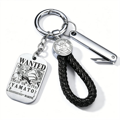 ONE PIECE Luffy Wanted Keychain with Mini Knife | Anime Bounty Tag Gift Set