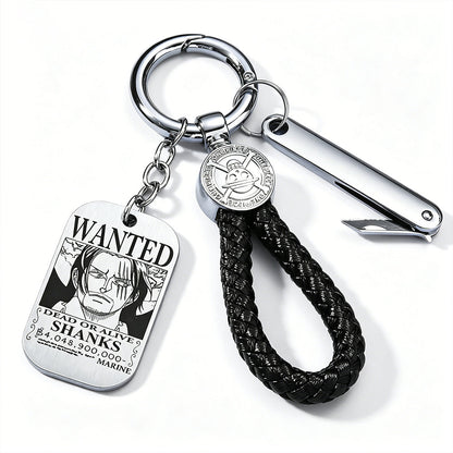 ONE PIECE Luffy Wanted Keychain with Mini Knife | Anime Bounty Tag Gift Set