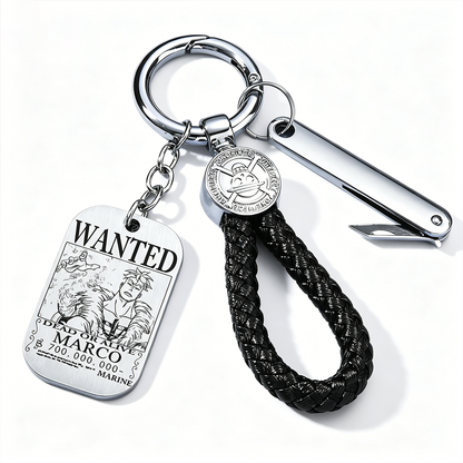 ONE PIECE Luffy Wanted Keychain with Mini Knife | Anime Bounty Tag Gift Set