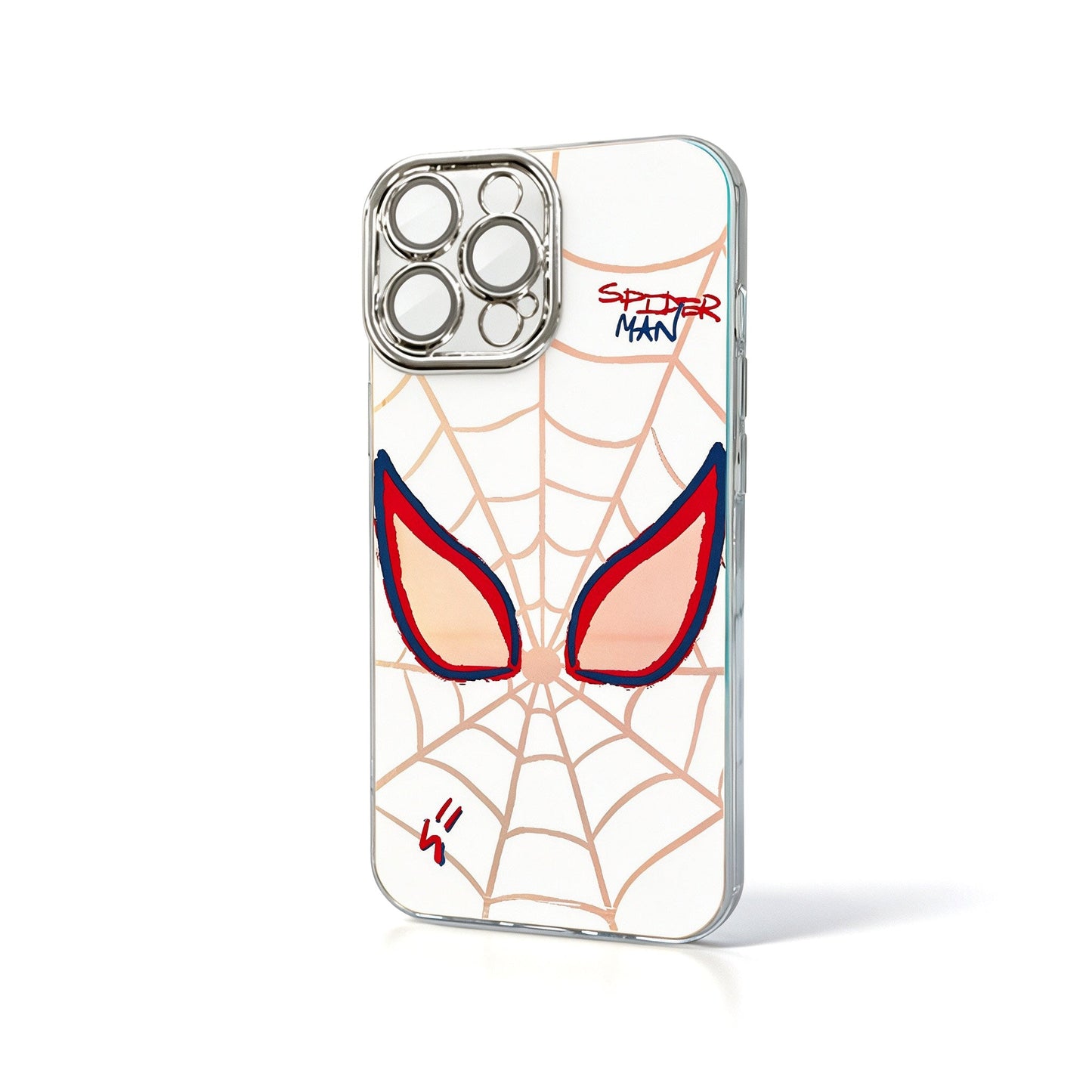 Marvel Spider‑Man Cartoon Web Graphic iPhone Phone Case, 3‑In‑1 Removable Electroplated Lens Frame Protective Phone Cover, Airbag Anti‑Drop Shockproof Phone Shell, 3 Lens Style Options Available