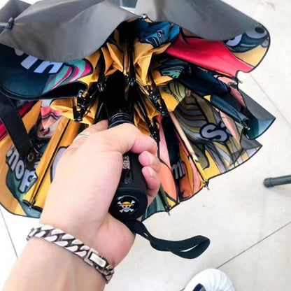One Piece Luffy Zoro Automatic Folding Umbrella, Anime UV Protection Umbrella