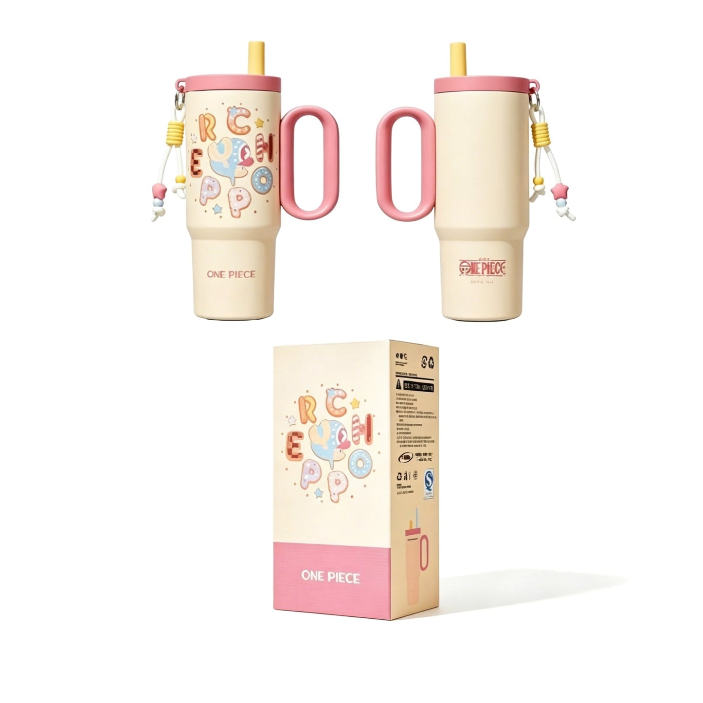 One Piece Tony Tony Chopper 720ml Insulated Tumbler, Anime Stainless Steel Iced Coffee Cup with Keychain
