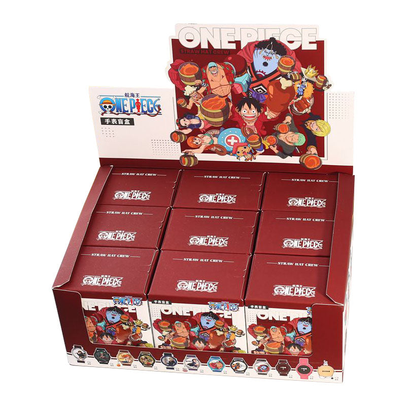 One Piece Luffy Zoro Nami Chopper Blind Box Wrist Watch, Anime Character Quartz Watch with Polyester Strap, Collectible Random Mystery Box Wristwatch Gift for Anime Fans