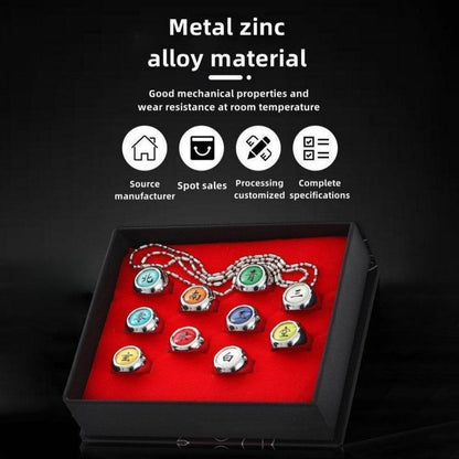 Naruto Itachi Pain Akatsuki Ring Set, 10Pcs Anime Akatsuki Symbol Rings with Necklace Gift Box