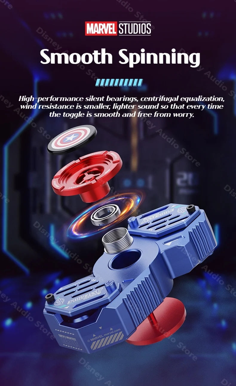 Marvel Iron Man Captain America Fidget Spinner TWS Bluetooth 5.4 Earbuds, Zinc Alloy Mecha Magnetic Flip Wireless Earphones